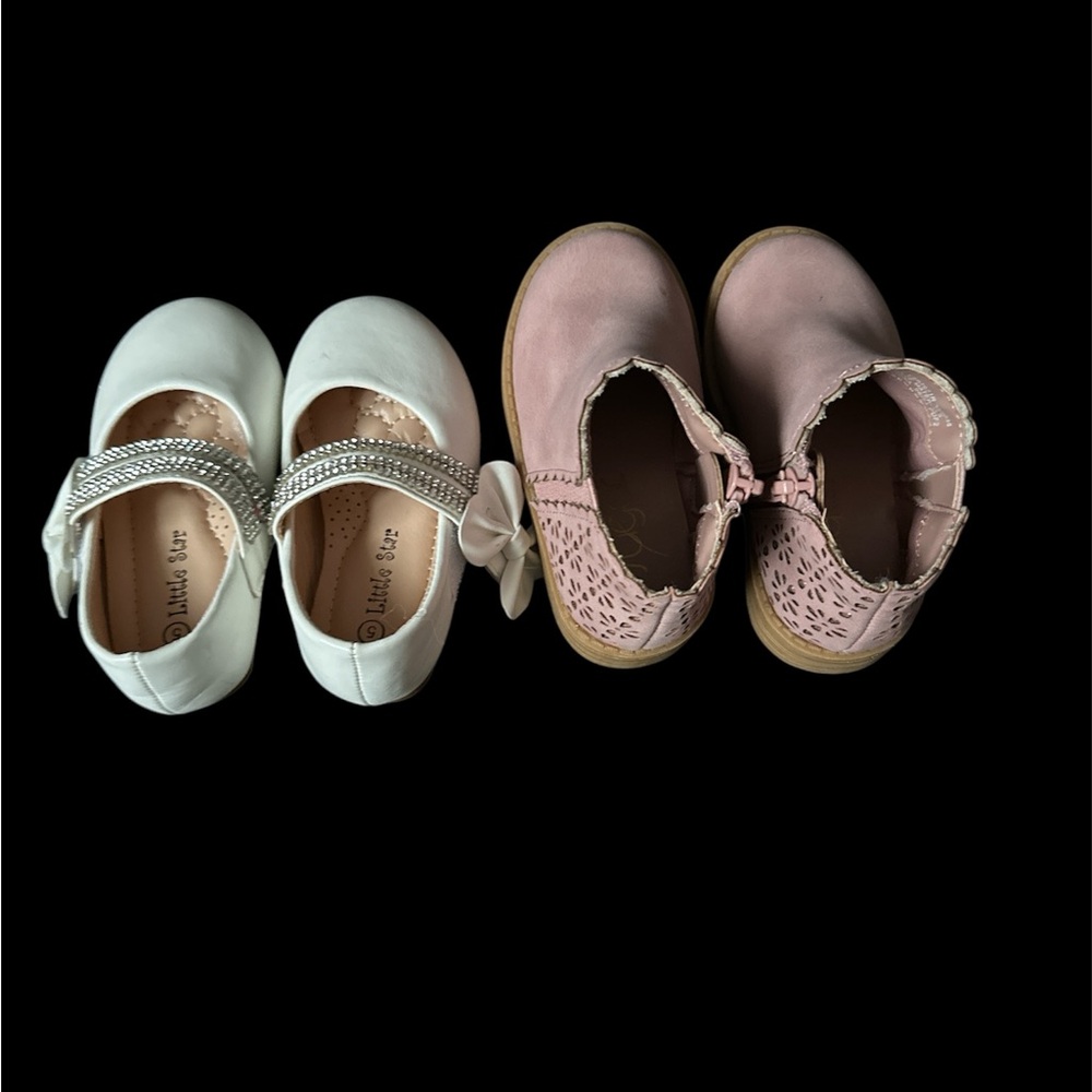 Pink and White Toddler Boots with Decorative Edging